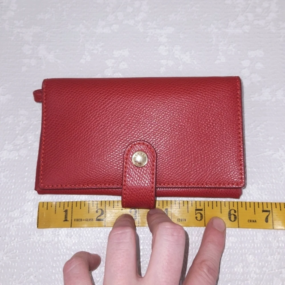 COACH Crossgrain Red Leather Phone Clutch Wristlet